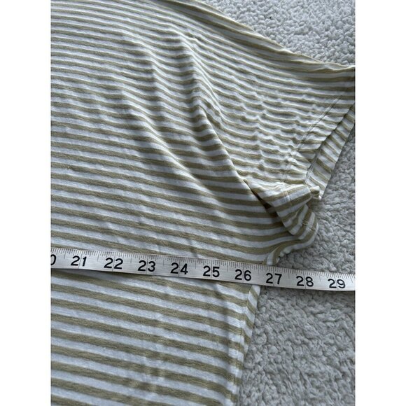 Max Studio London Short Sleeve Drawstring Hem Stripe Top Khaki & White Size 2X - Picture 4 of 5